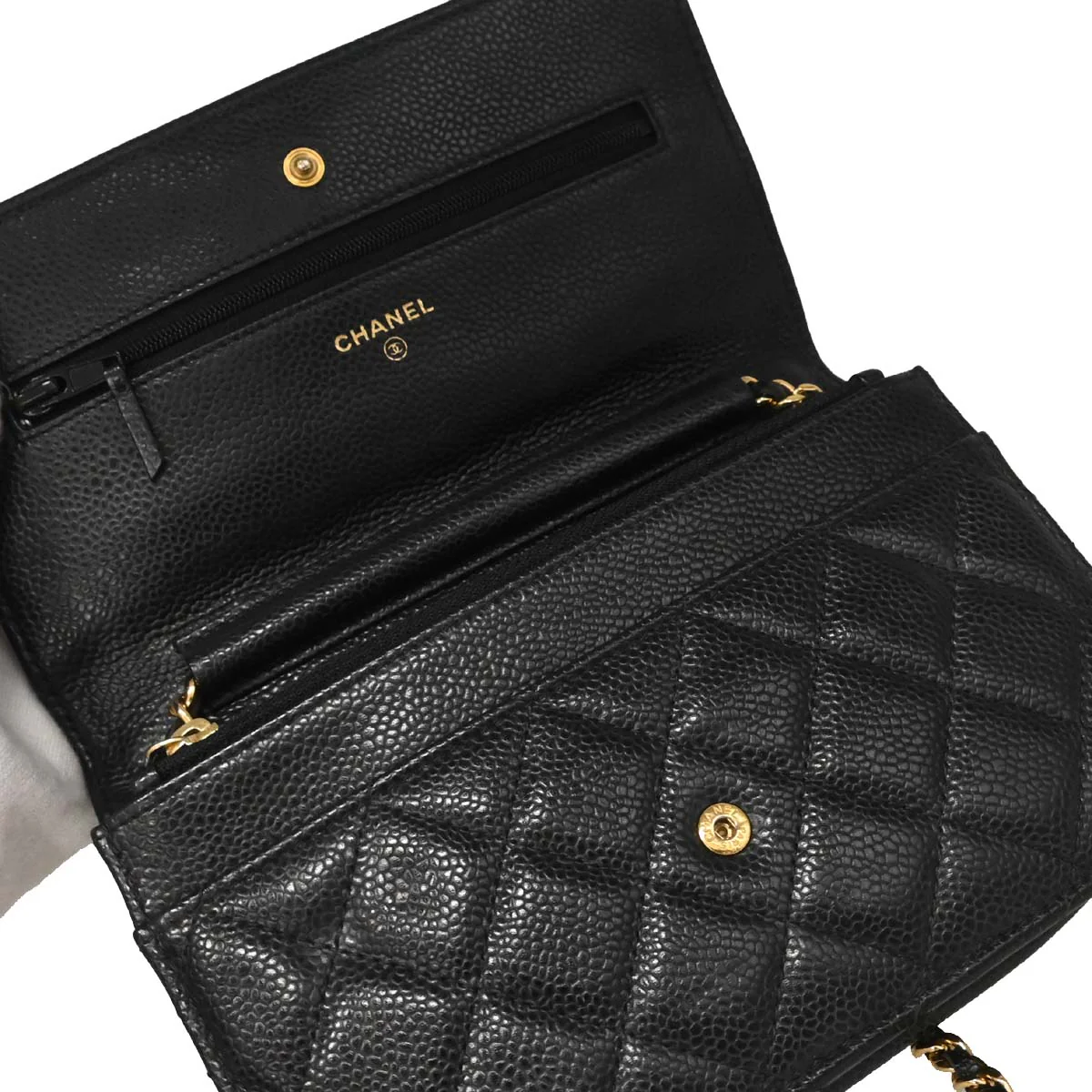 Chanel Black Caviar Classic WOC Wallet on Chain Bag - Image 13