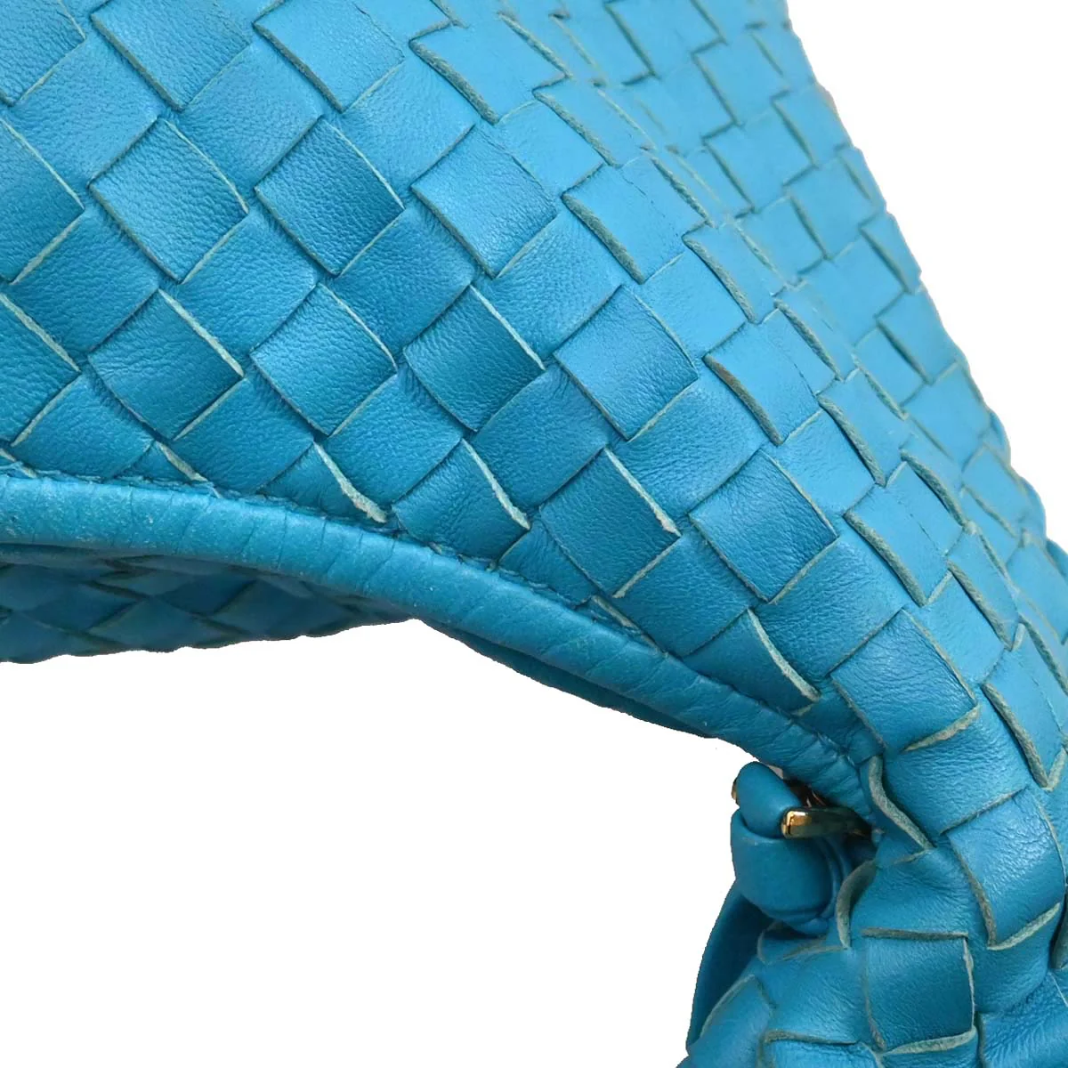 Bottega Veneta Blue Lambskin Intrecciato Hobo Handbag - Image 13