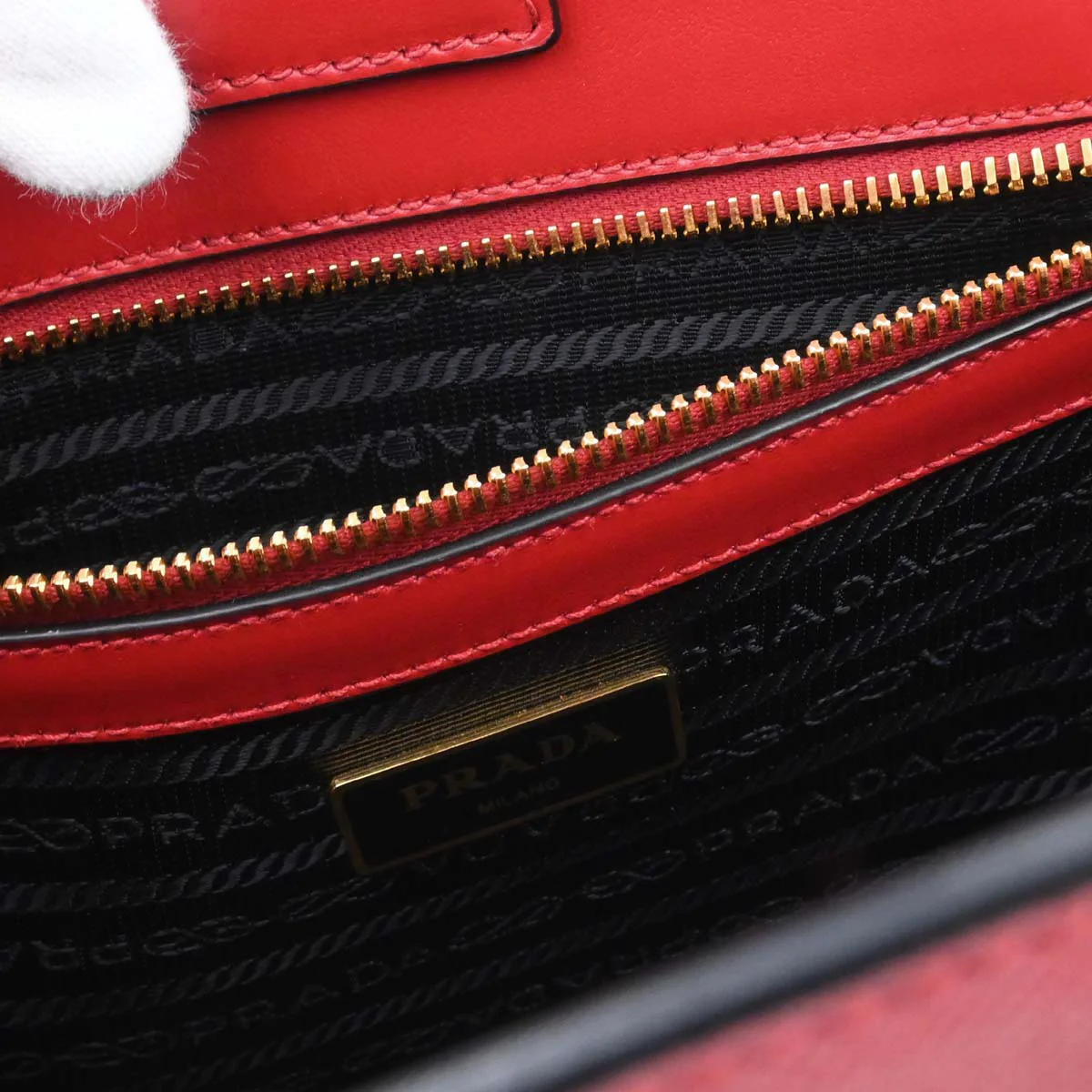 Prada Red Leather 2way Shoulder Tote Handbag - Image 17