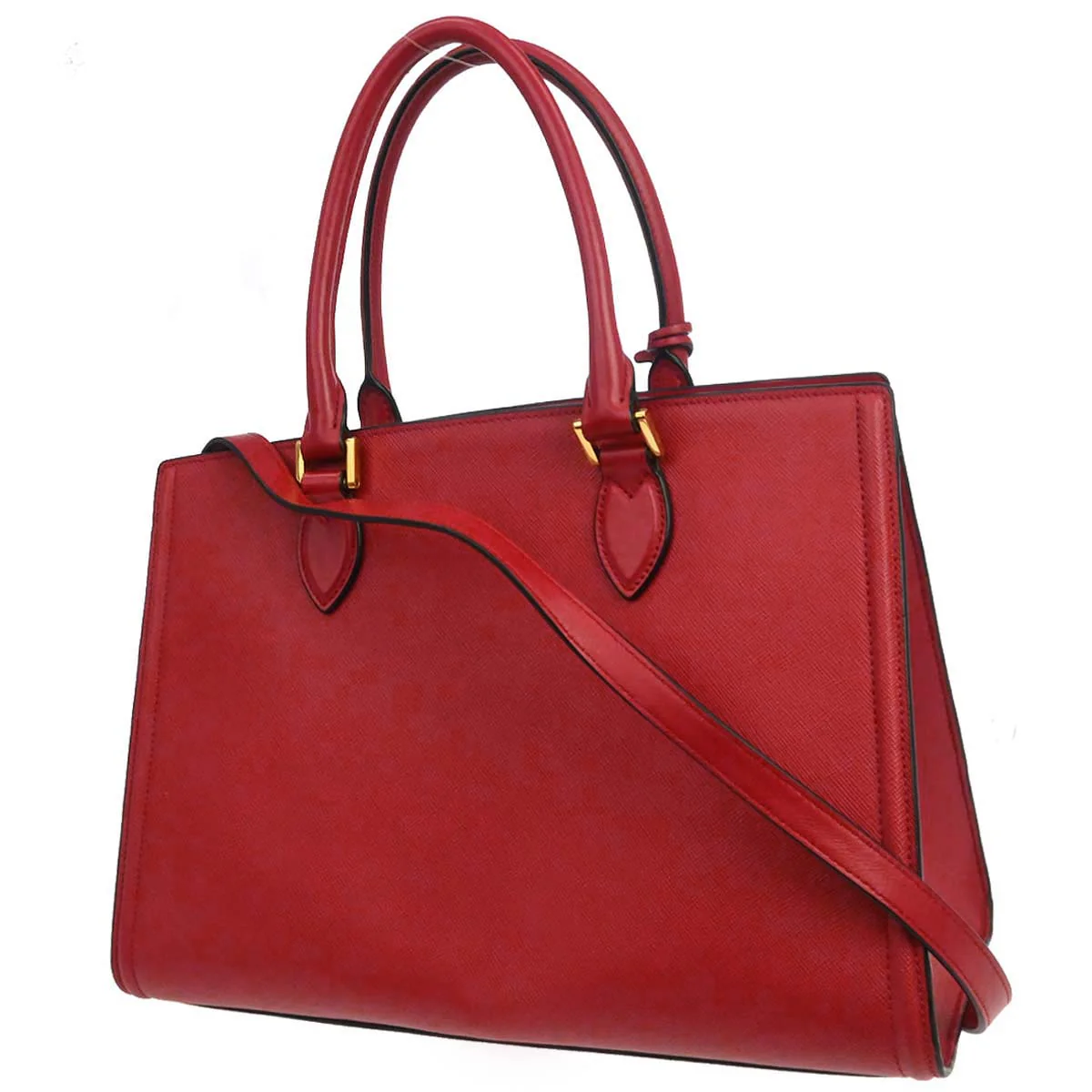 Prada Red Leather 2way Shoulder Tote Handbag - Image 2