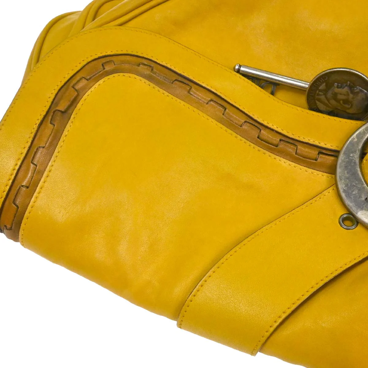 Christian Dior Yellow Gaucho Shoulder Bag - Image 3