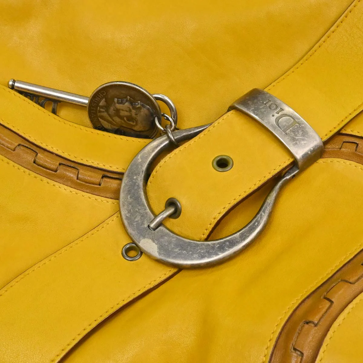 Christian Dior Yellow Gaucho Shoulder Bag - Image 4