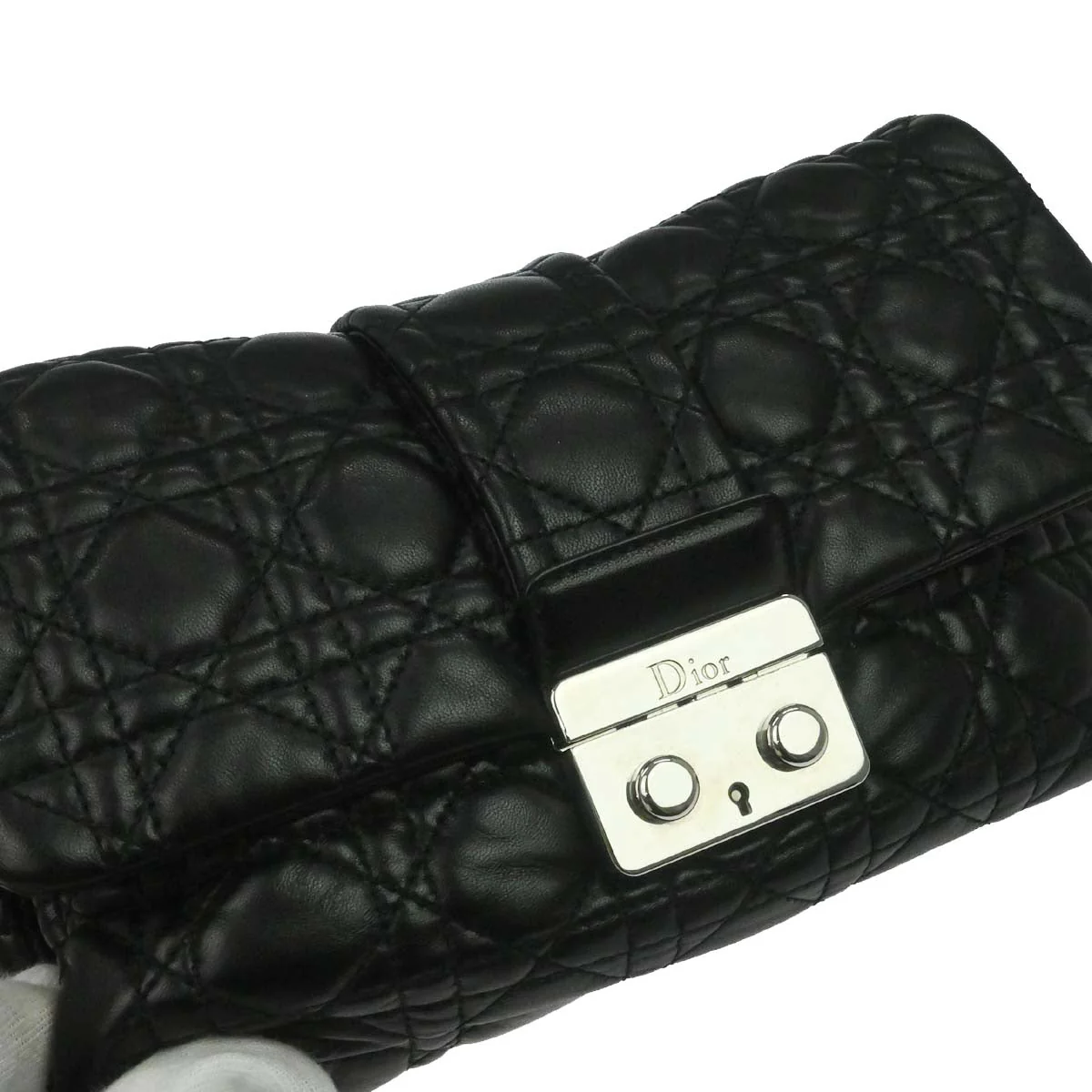 Christian Dior Black Lambskin Cannage Handbag - Image 10