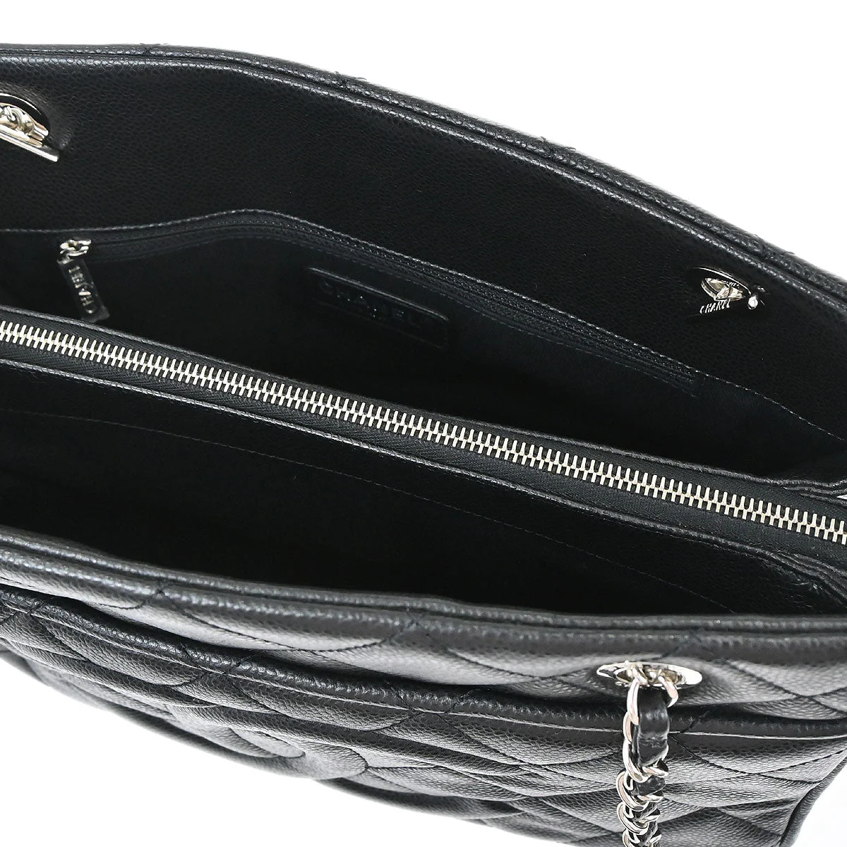 Chanel 2013-2014 Black Caviar Skin Timeless CC Chain Tote Bag - Image 12