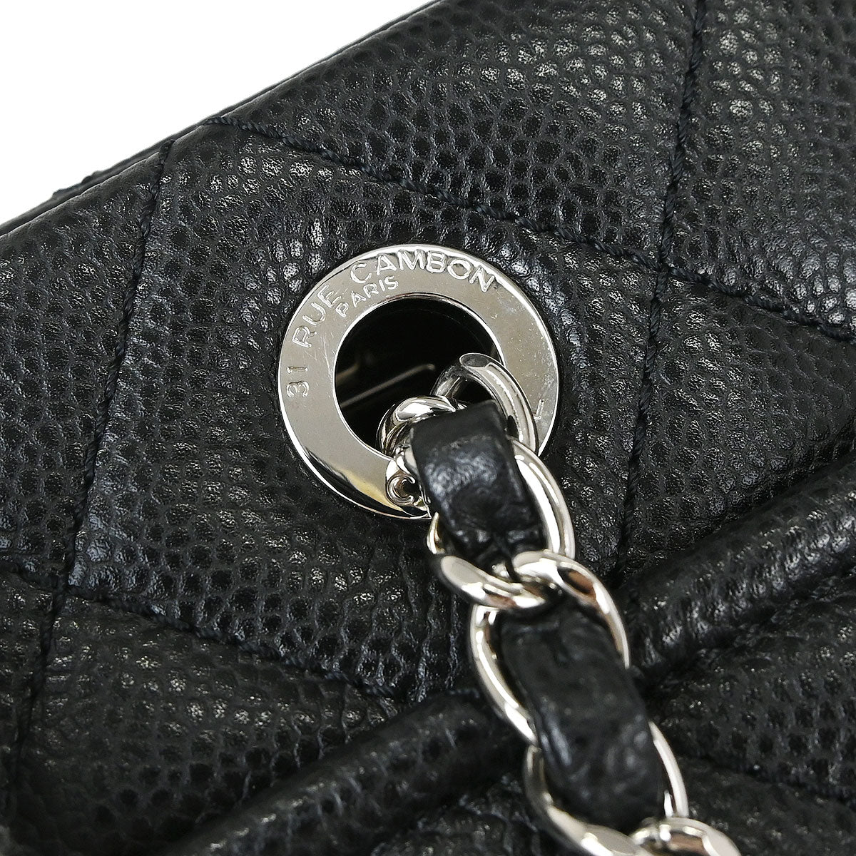 Chanel 2013-2014 Black Caviar Skin Timeless CC Chain Tote Bag - Image 14