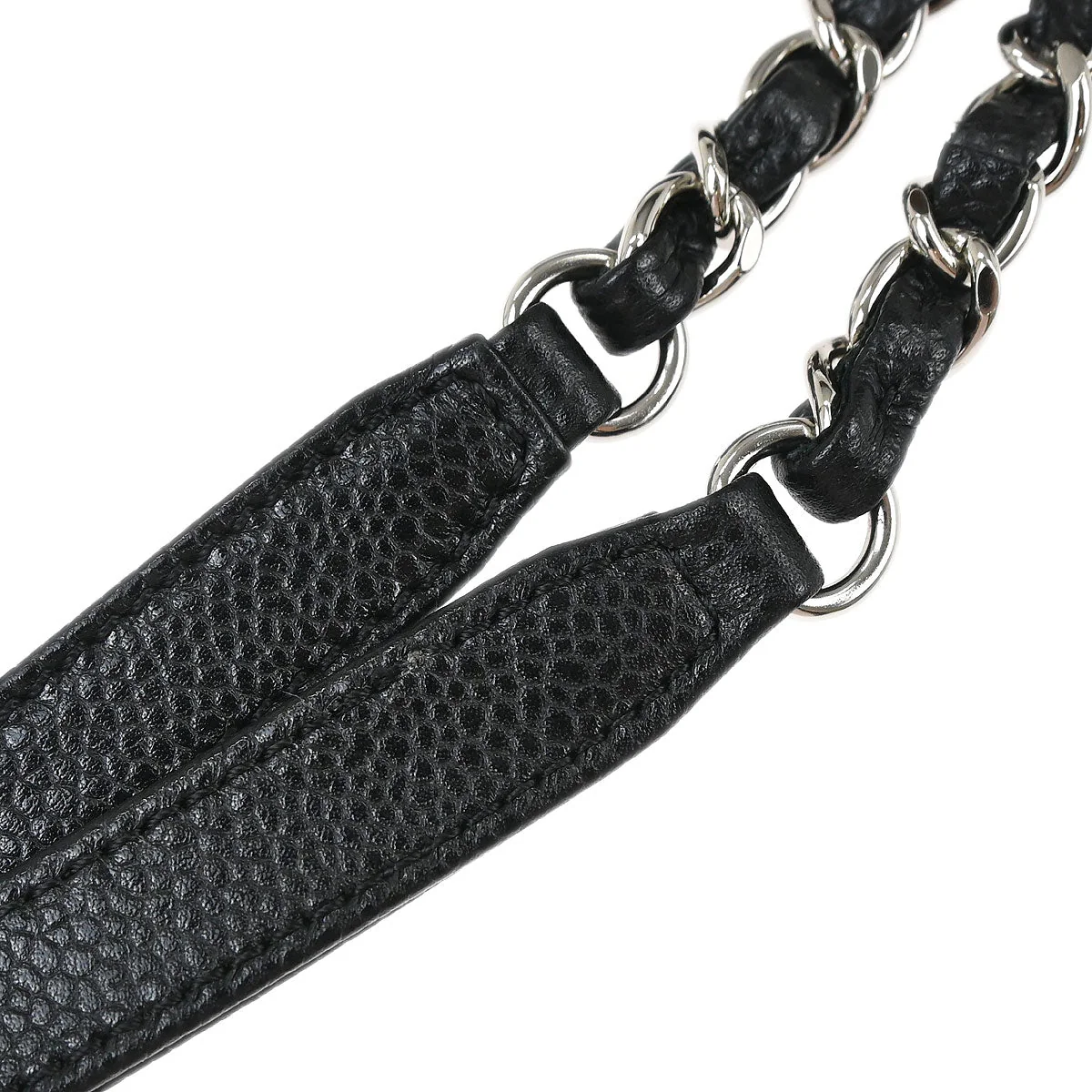 Chanel 2013-2014 Black Caviar Skin Timeless CC Chain Tote Bag - Image 8