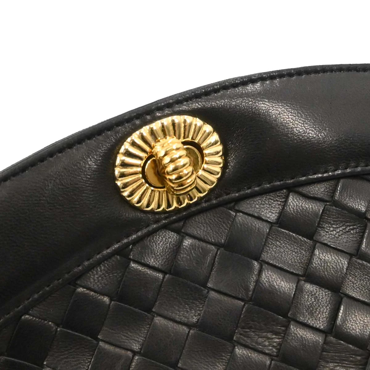 Bottega Veneta Black Lambskin Intrecciato Clutch Bag - Image 11