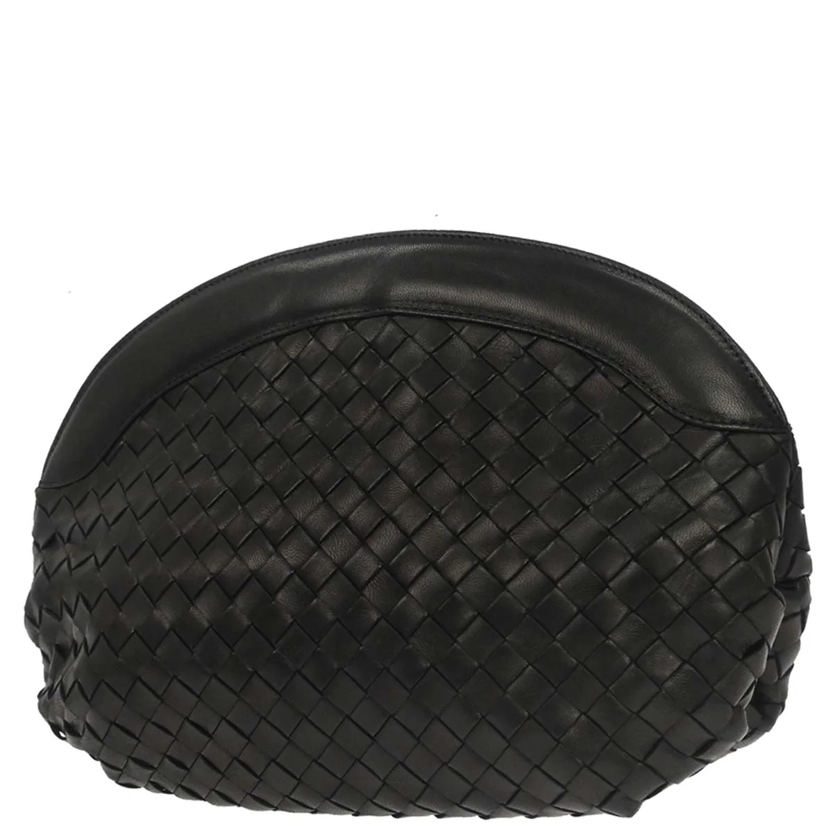 Bottega Veneta Black Lambskin Intrecciato Clutch Bag - Image 2