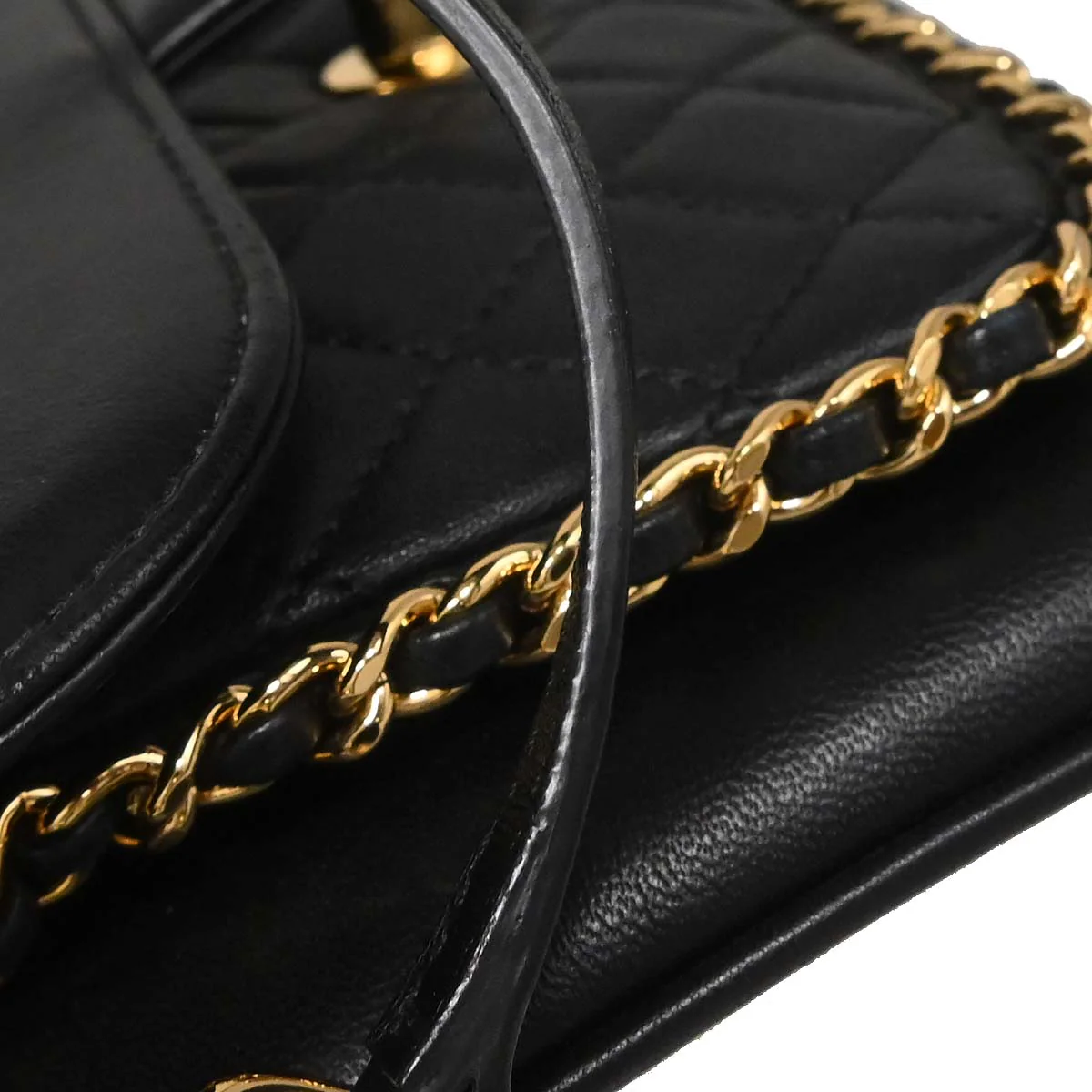 Chanel 2017 Black Lambskin Unchained Flap 2way Shoulder Handbag - Image 11