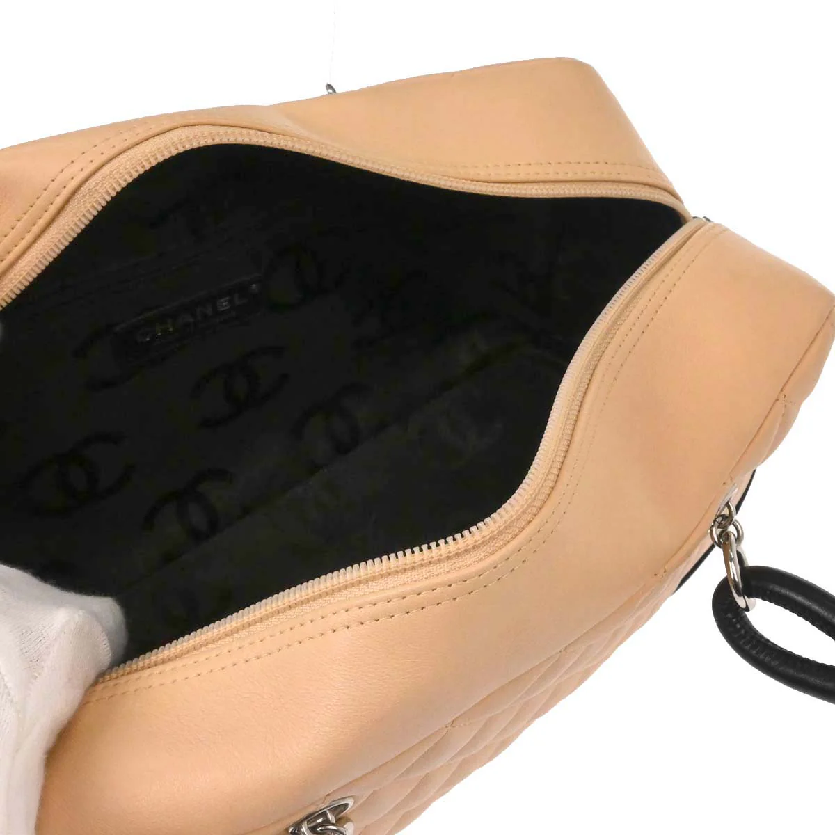 Chanel 2005-2006 Beige Calfskin Cambon Ligne Bowling Bag 27 - Image 15