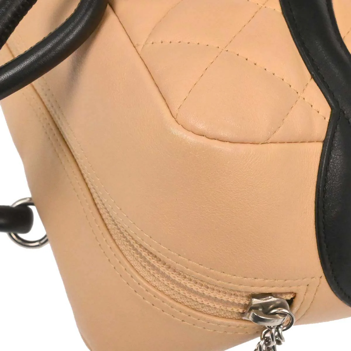 Chanel 2005-2006 Beige Calfskin Cambon Ligne Bowling Bag 27 - Image 6