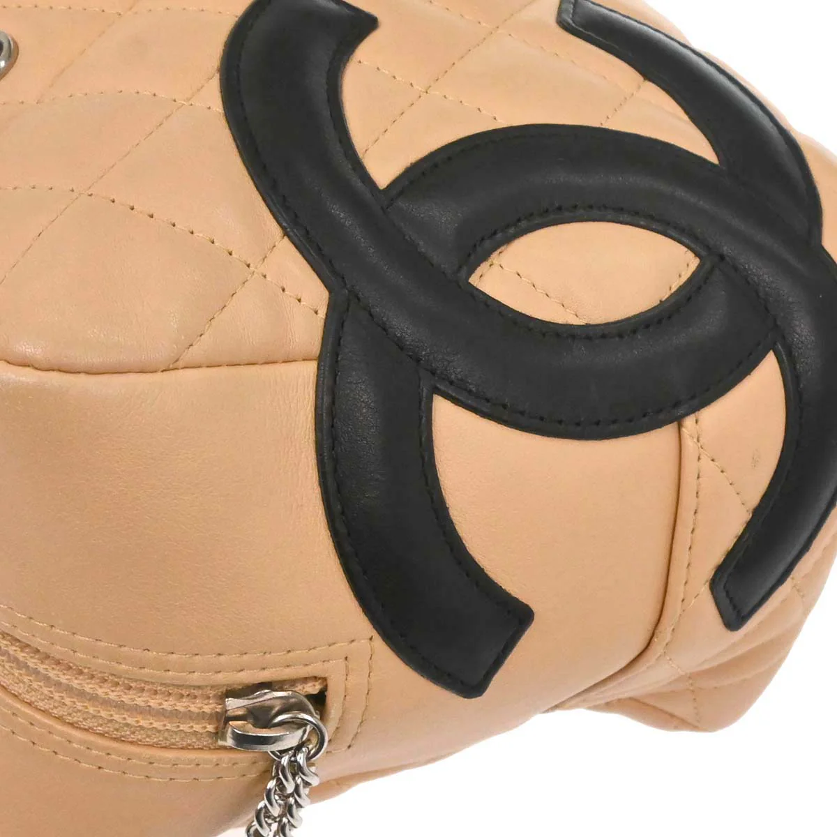 Chanel 2005-2006 Beige Calfskin Cambon Ligne Bowling Bag 27 - Image 7