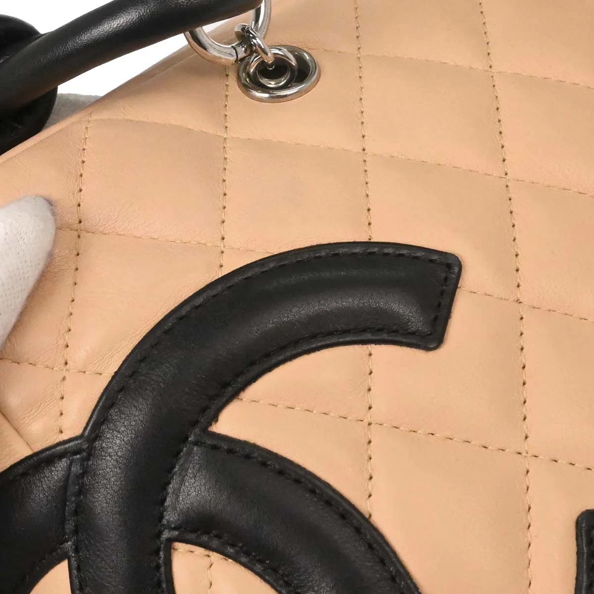 Chanel 2005-2006 Beige Calfskin Cambon Ligne Bowling Bag 27 - Image 8