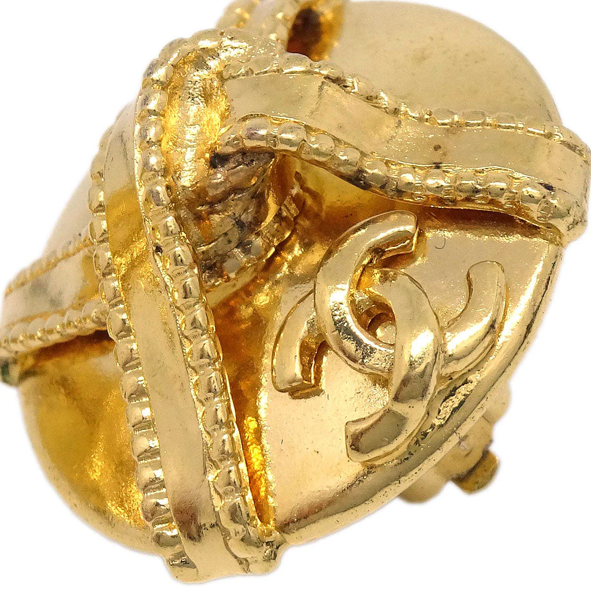 Chanel Button Clip-On Earrings Gold 97A - Image 2