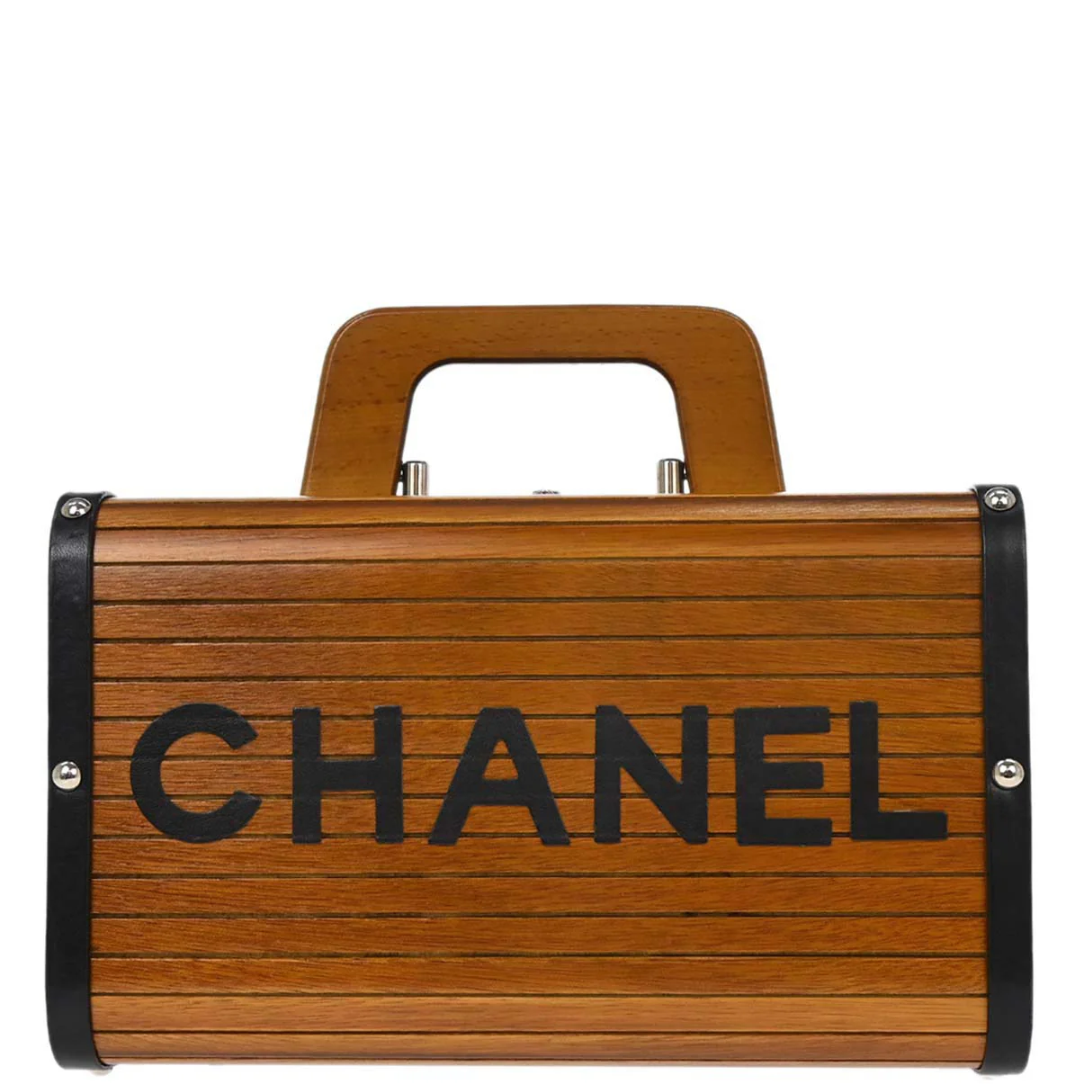 Chanel Brown Black Wood Vanity Handbag Box