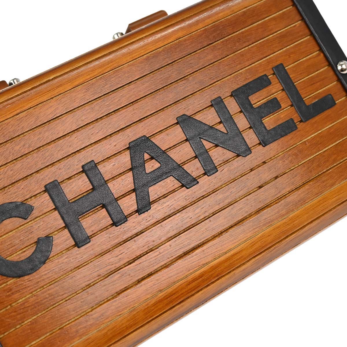 Chanel Brown Black Wood Vanity Handbag Box - Image 7