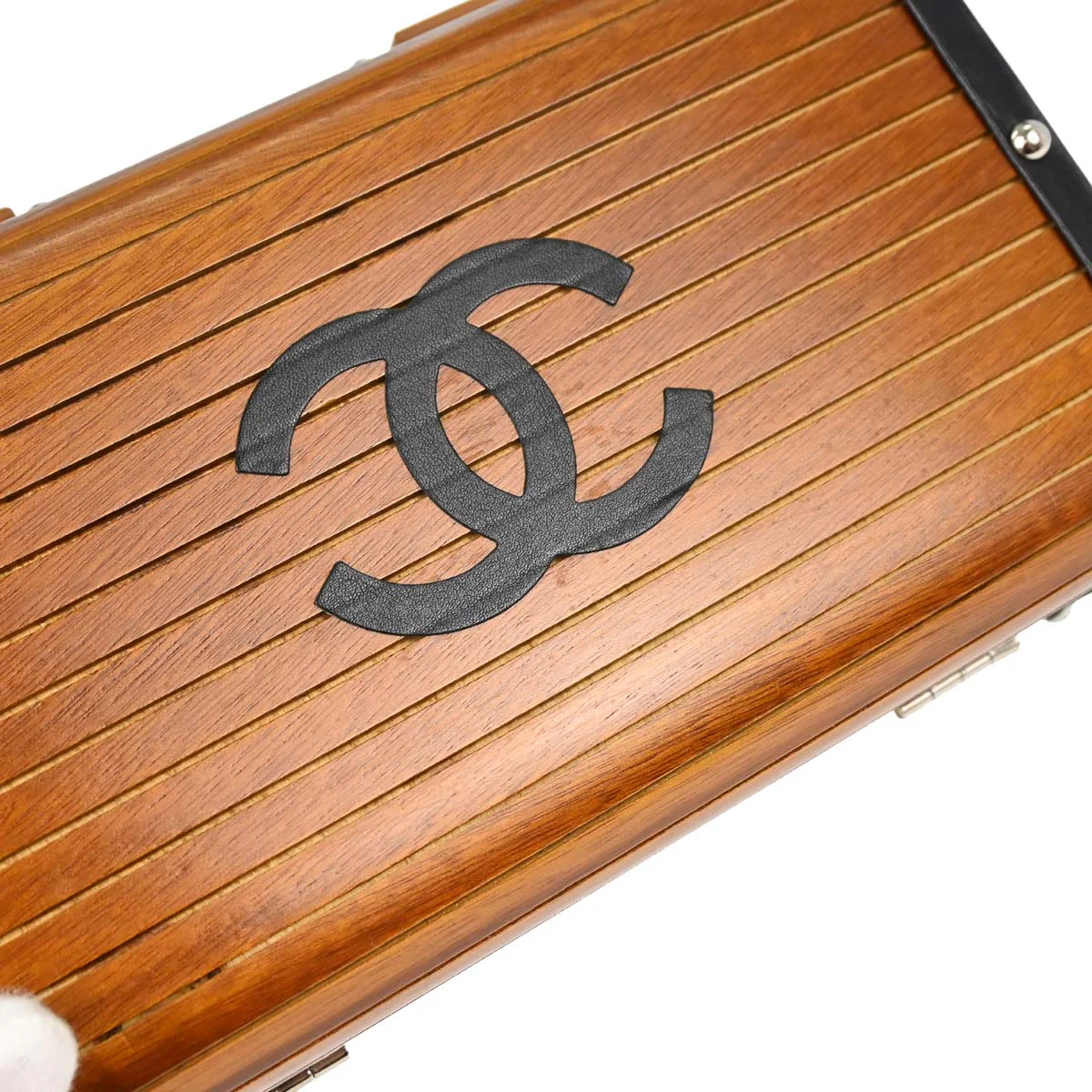 Chanel Brown Black Wood Vanity Handbag Box - Image 8