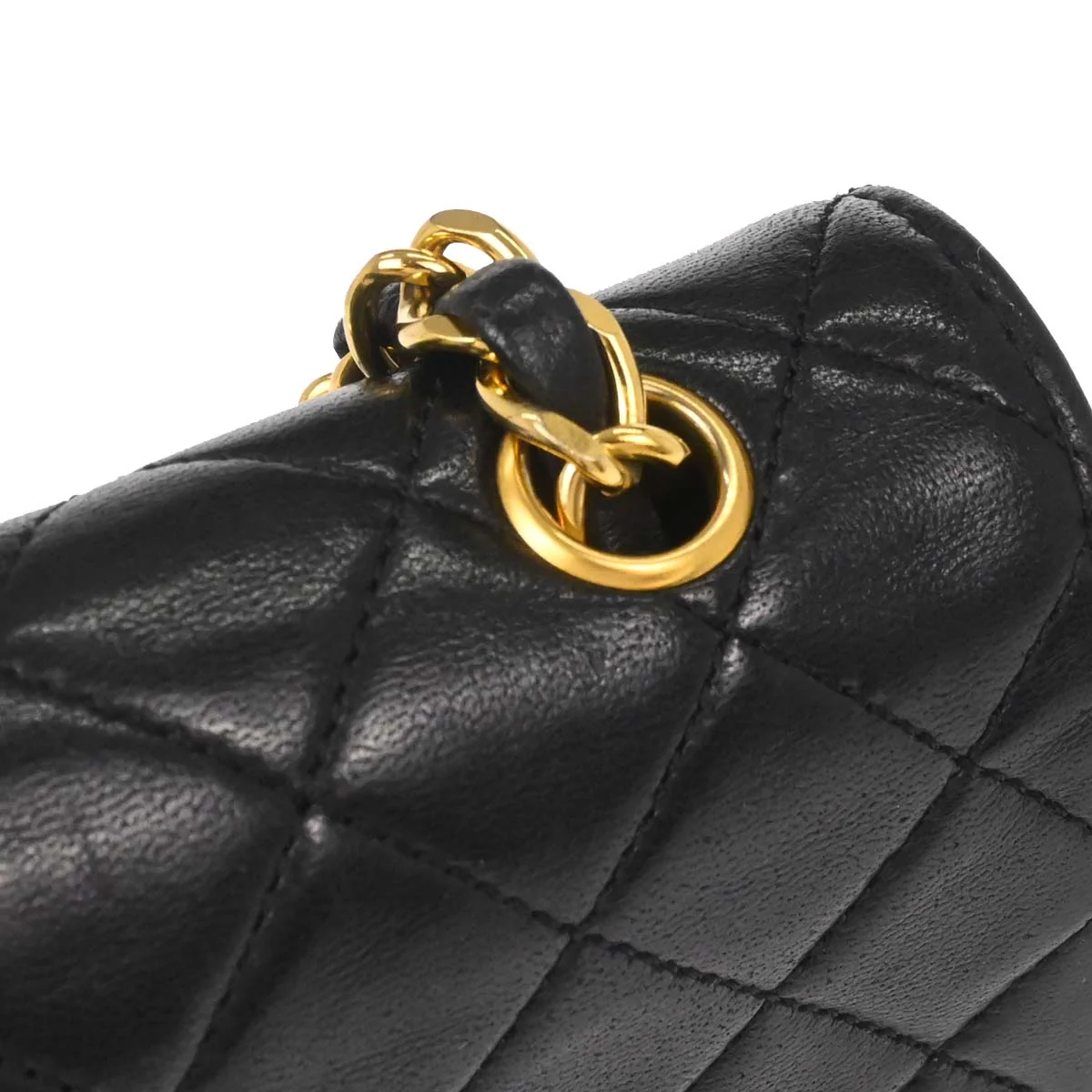Chanel 1989-1991 Black Lambskin Straight Flap Shoulder Bag - Image 10