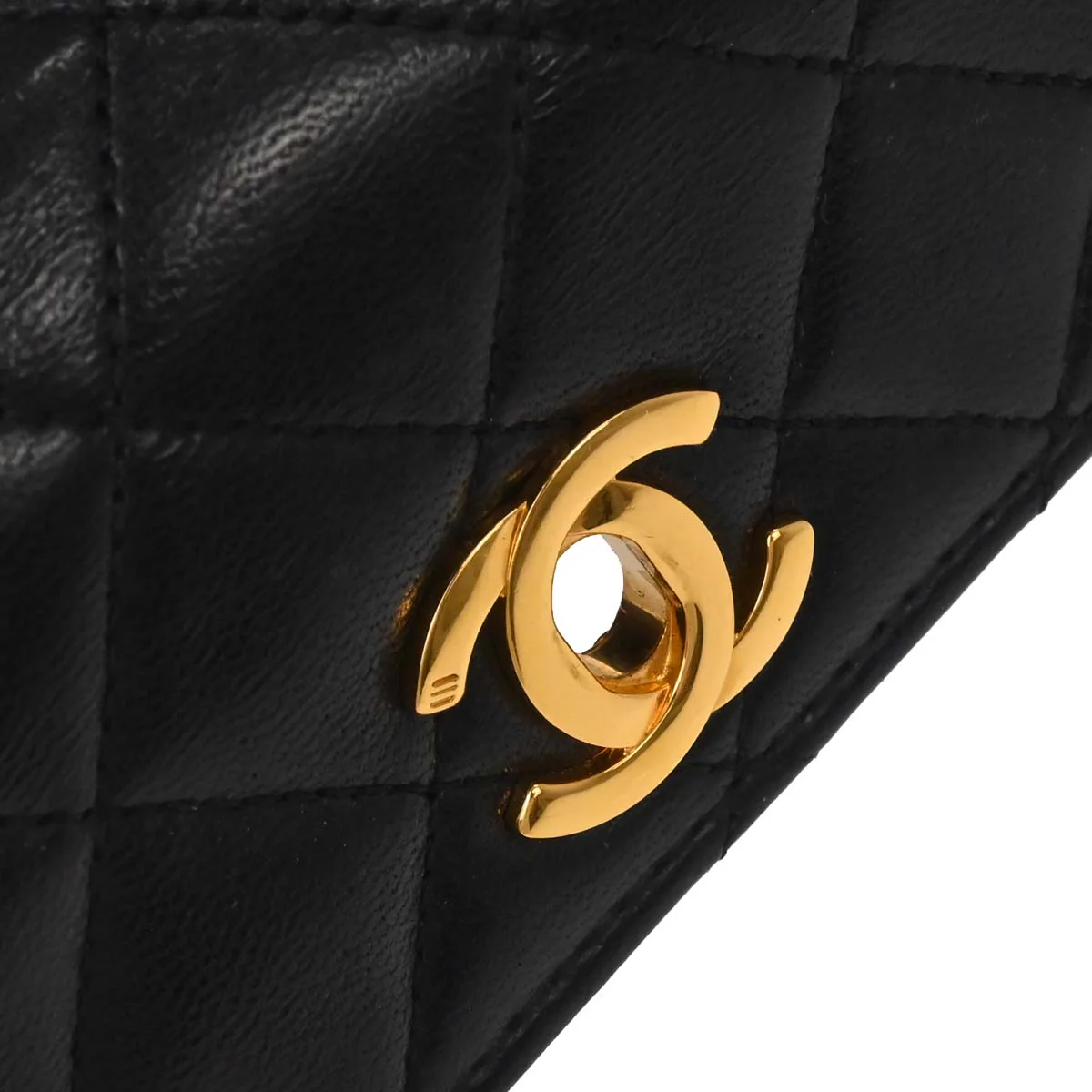 Chanel 1989-1991 Black Lambskin Straight Flap Shoulder Bag - Image 14