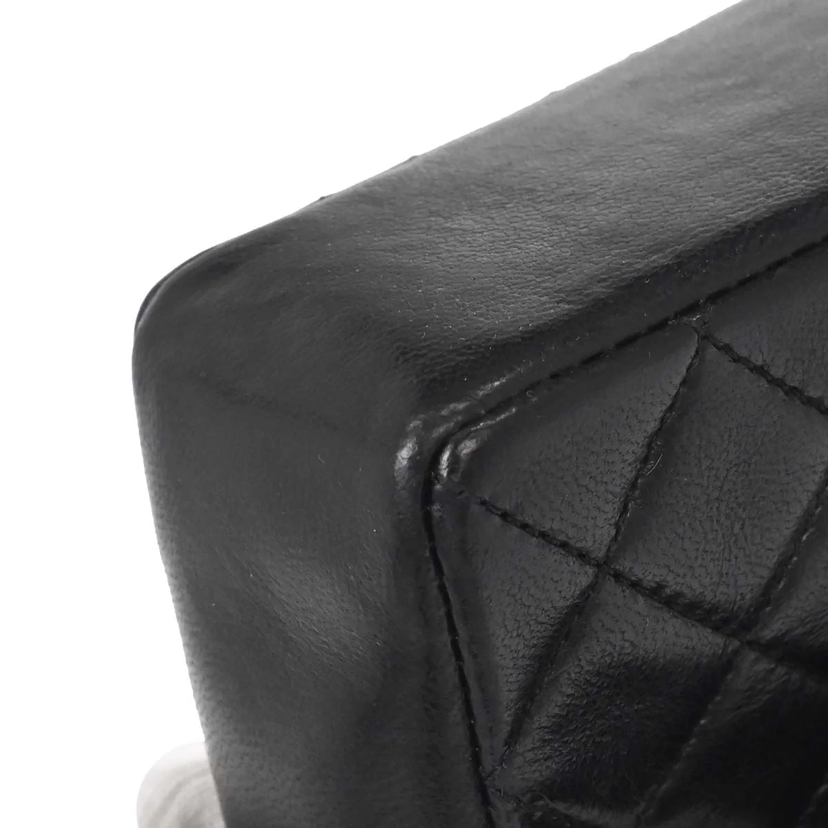 Chanel 1989-1991 Black Lambskin Straight Flap Shoulder Bag - Image 5