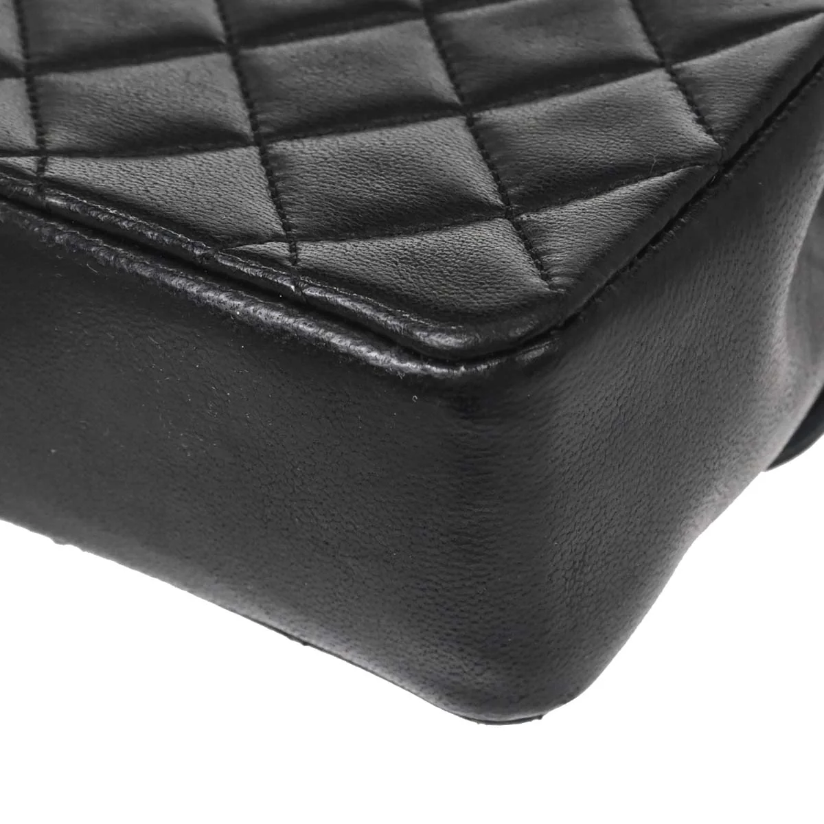 Chanel 1989-1991 Black Lambskin Straight Flap Shoulder Bag - Image 6