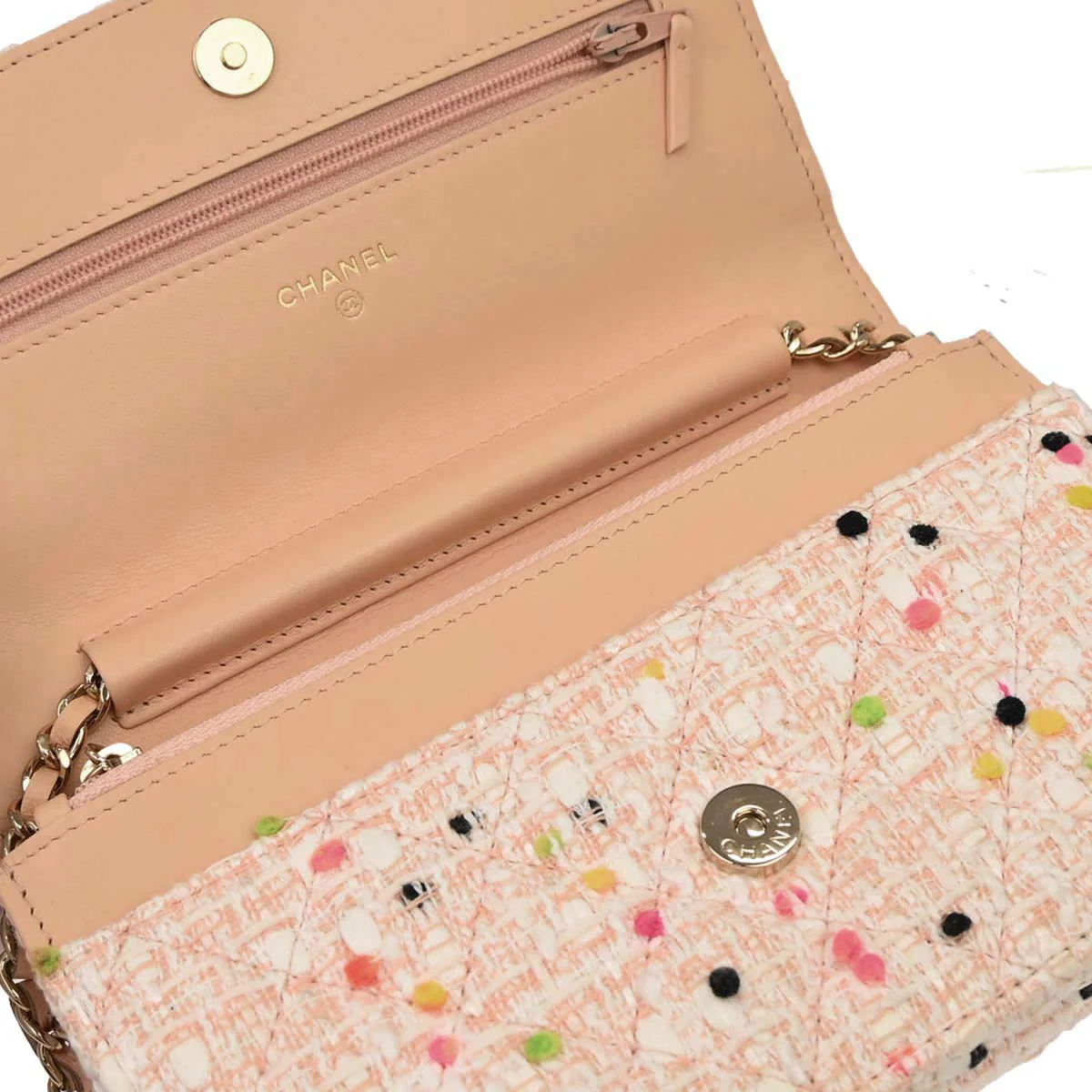 Chanel 2019 White Tweed Classic WOC Wallet On Chain - Image 13