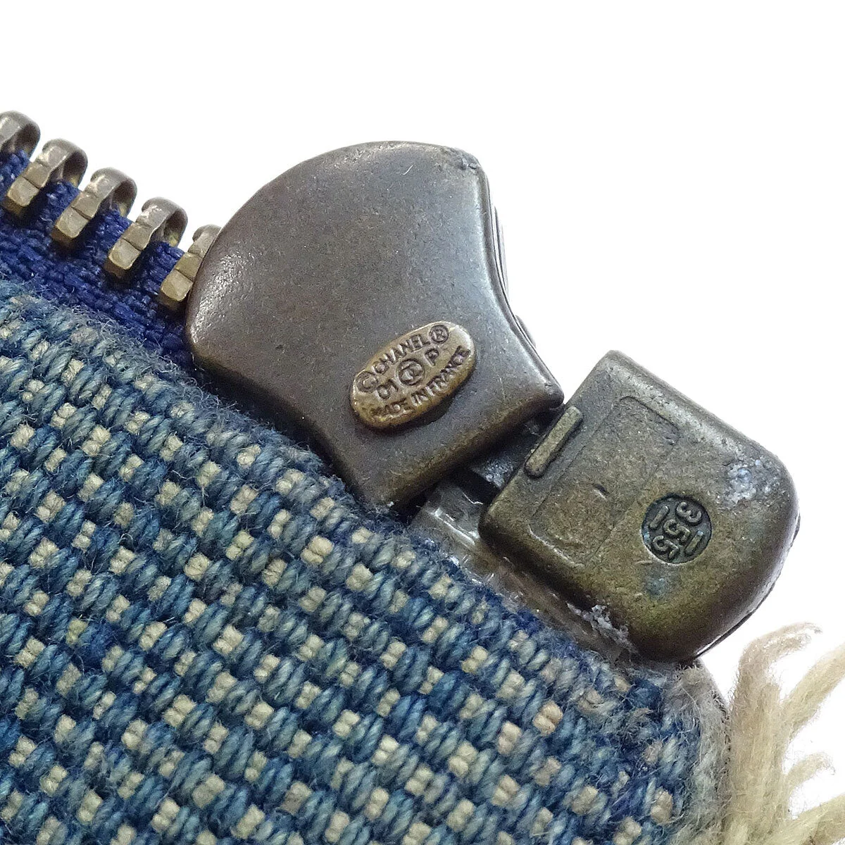 Chanel Denim Wristband Bracelet Rhinestone Blue 01P - Image 5