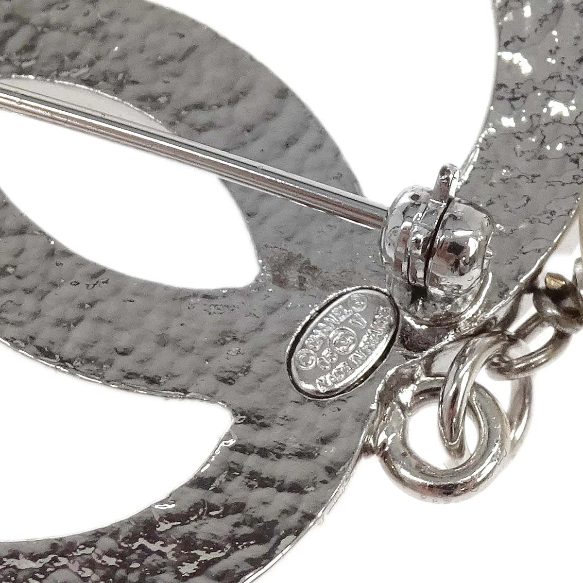 Chanel CC Costume Pearl Brooch Pin Silver 05V - Image 4