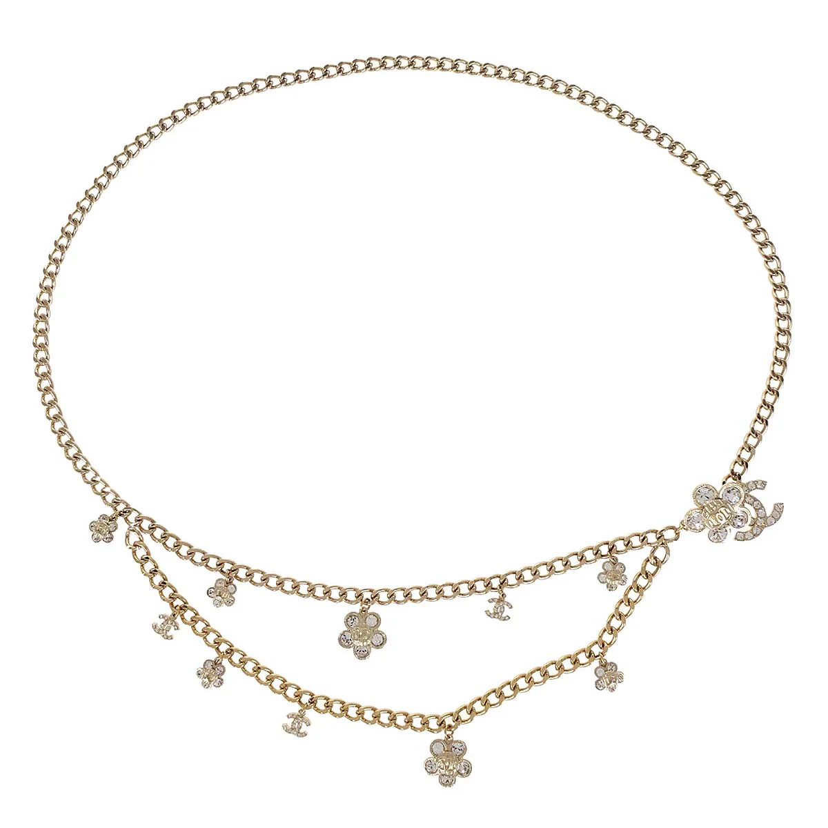Chanel Chain Belt CC Gold Rhinestone 06A Small Good