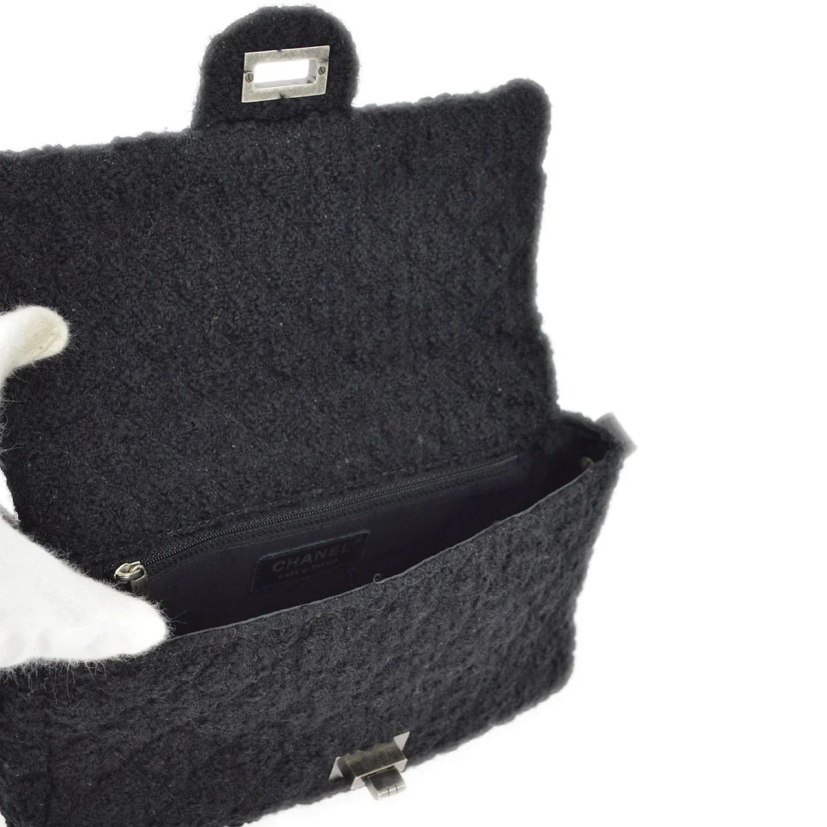 Chanel 2009-2010 Tweed Mademoiselle Lock Shoulder Bag - Image 8