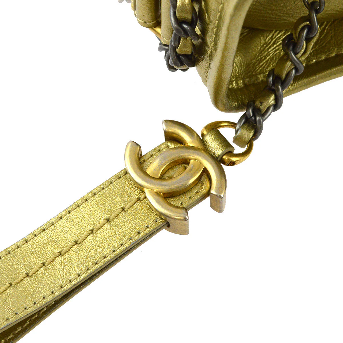 Chanel 2017 Gold Calfskin Small Gabrielle Shoulder Bag - Image 3