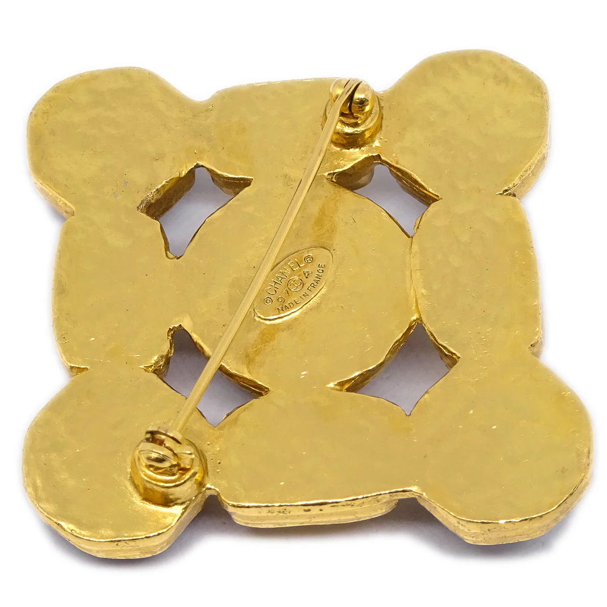 Chanel Stone Brooch Pin Gold 97A - Image 3