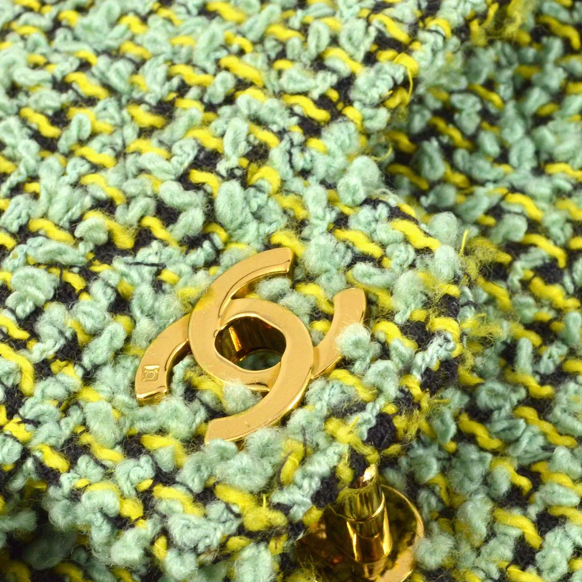 Chanel 1994-1996 Green Tweed Classic Single Flap 2 in 1 Handbag Set - Image 5