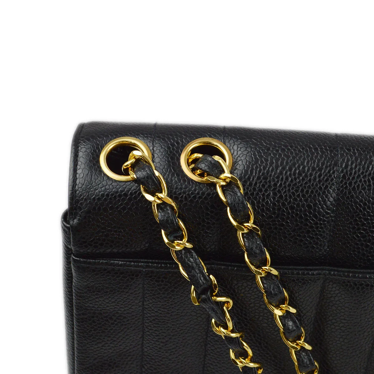 Chanel 1994-1996 Black Caviar Mademoiselle Straight Flap Shoulder Bag - Image 10