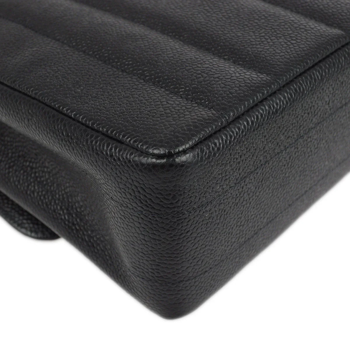 Chanel 1994-1996 Black Caviar Mademoiselle Straight Flap Shoulder Bag - Image 4