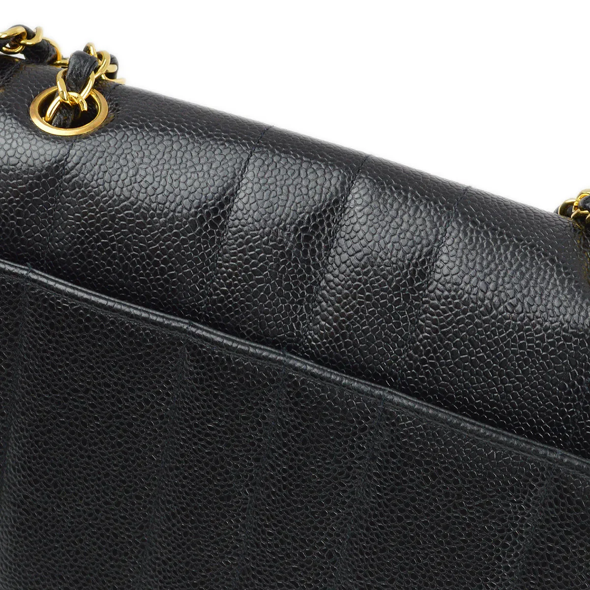 Chanel 1994-1996 Black Caviar Mademoiselle Straight Flap Shoulder Bag - Image 8
