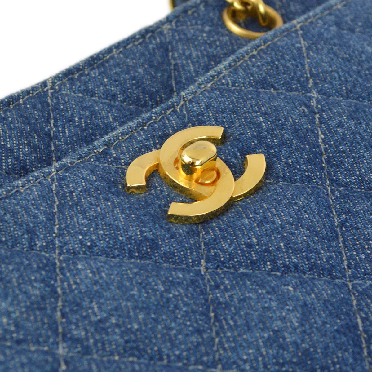 Chanel 1997-1999 Denim Chain Tote Handbag - Image 4