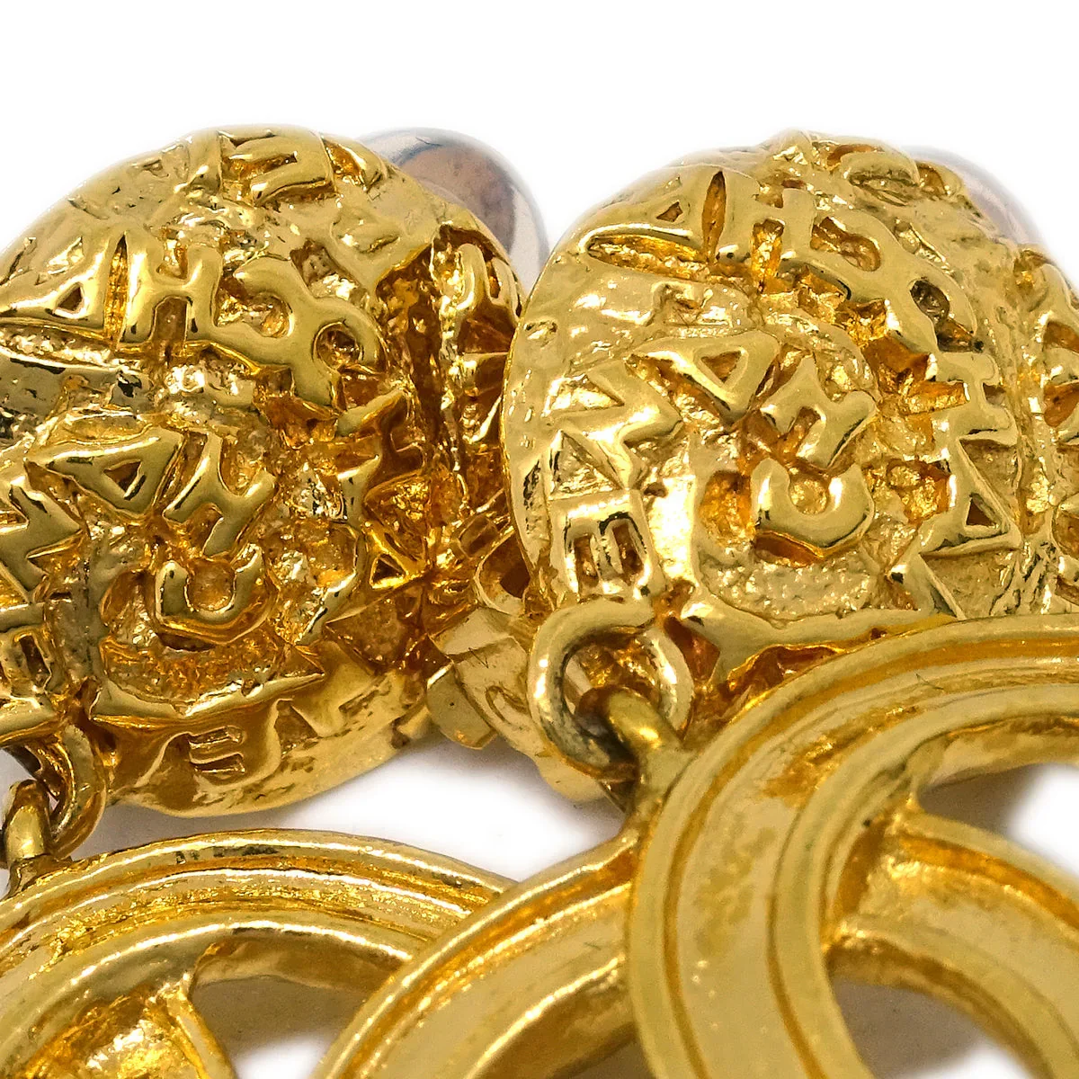 Chanel Gold Dangle Earrings Clip-On 95A - Image 2