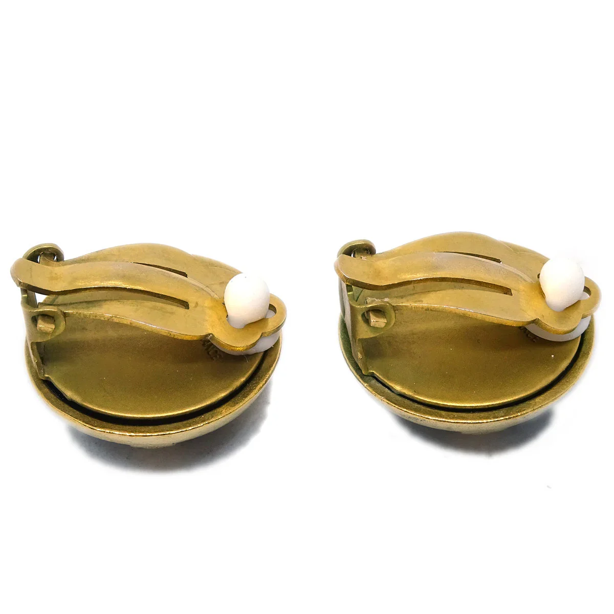 Chanel Button Earrings Clip-On Black Gold 94A - Image 3