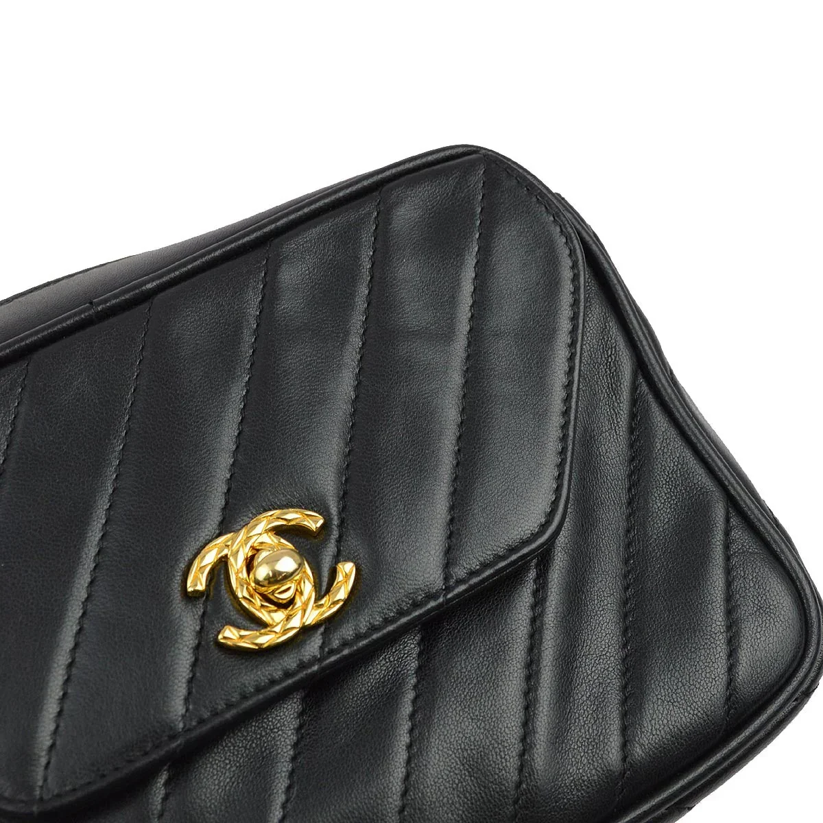 Chanel 1991-1994 Black Lambskin Camera Bag Mini - Image 4