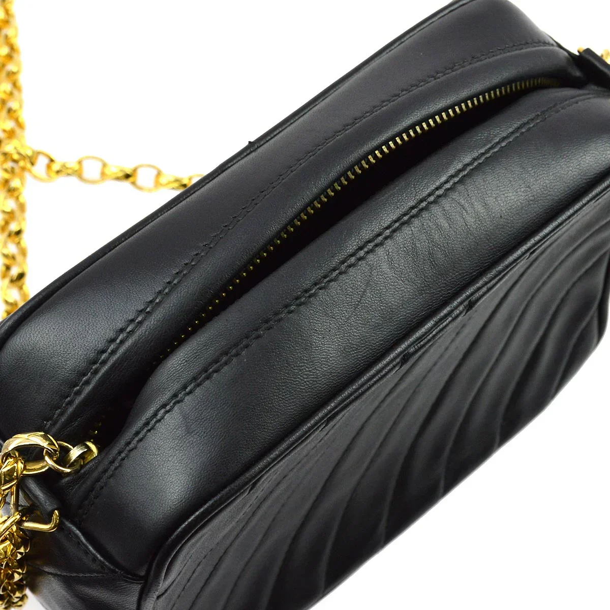 Chanel 1991-1994 Black Lambskin Camera Bag Mini - Image 7