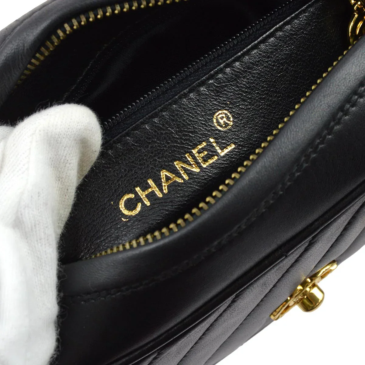 Chanel 1991-1994 Black Lambskin Camera Bag Mini - Image 9
