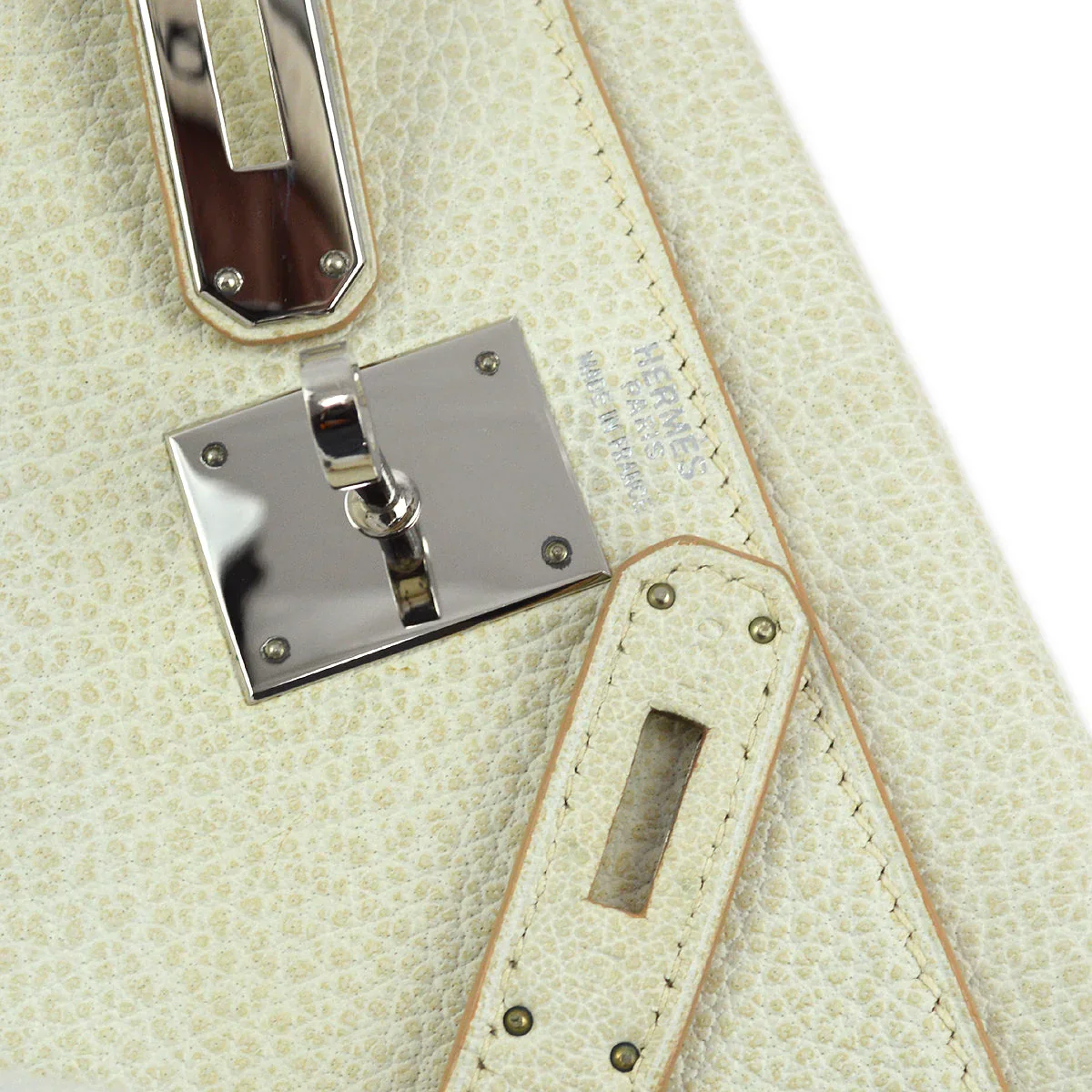 Hermes 2001 Ivory Buffalo Kelly 32 Retourne 2way Shoulder Handbag - Image 10