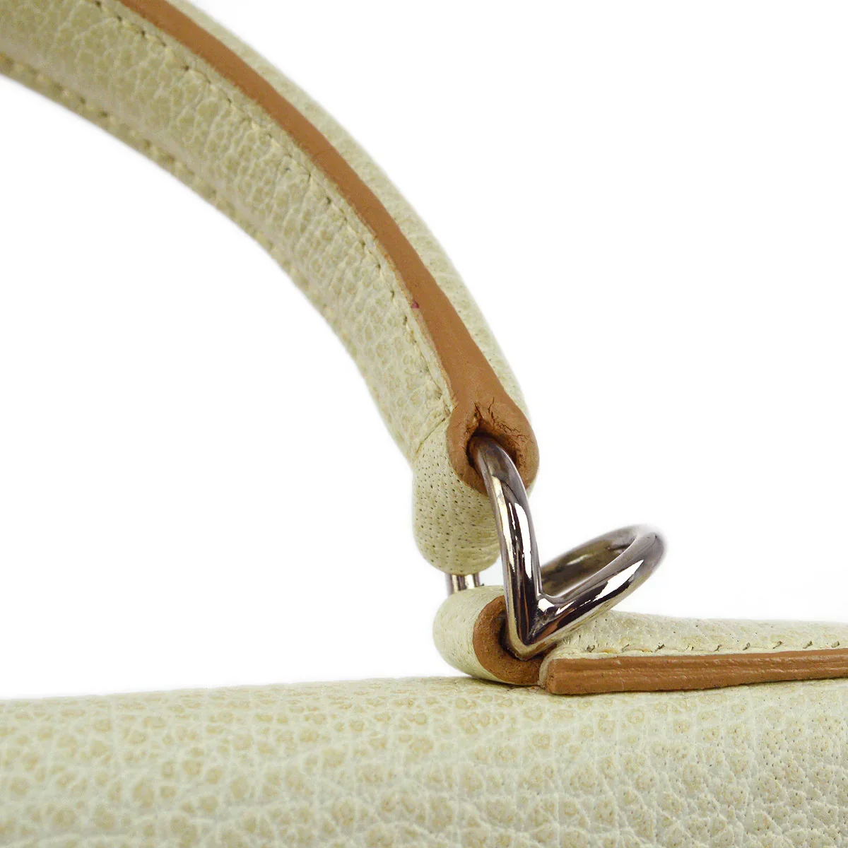 Hermes 2001 Ivory Buffalo Kelly 32 Retourne 2way Shoulder Handbag - Image 6
