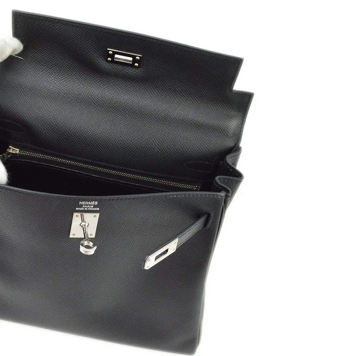 Hermes 2009 Black Epsom Kelly 25 Retourne Bag - Image 7