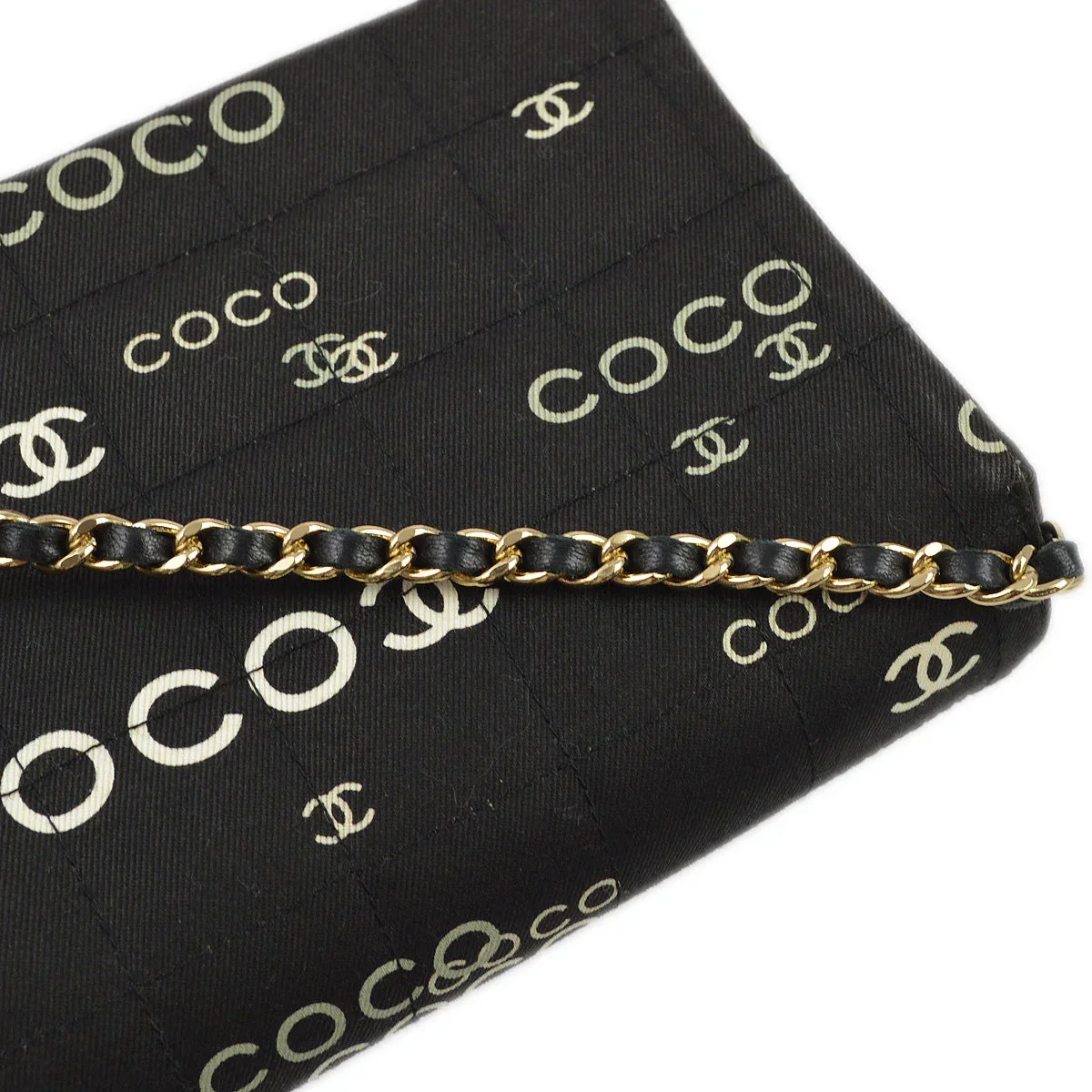 Chanel 2000-2001 Black Canvas COCO East West Choco Bar Shoulder Bag - Image 10