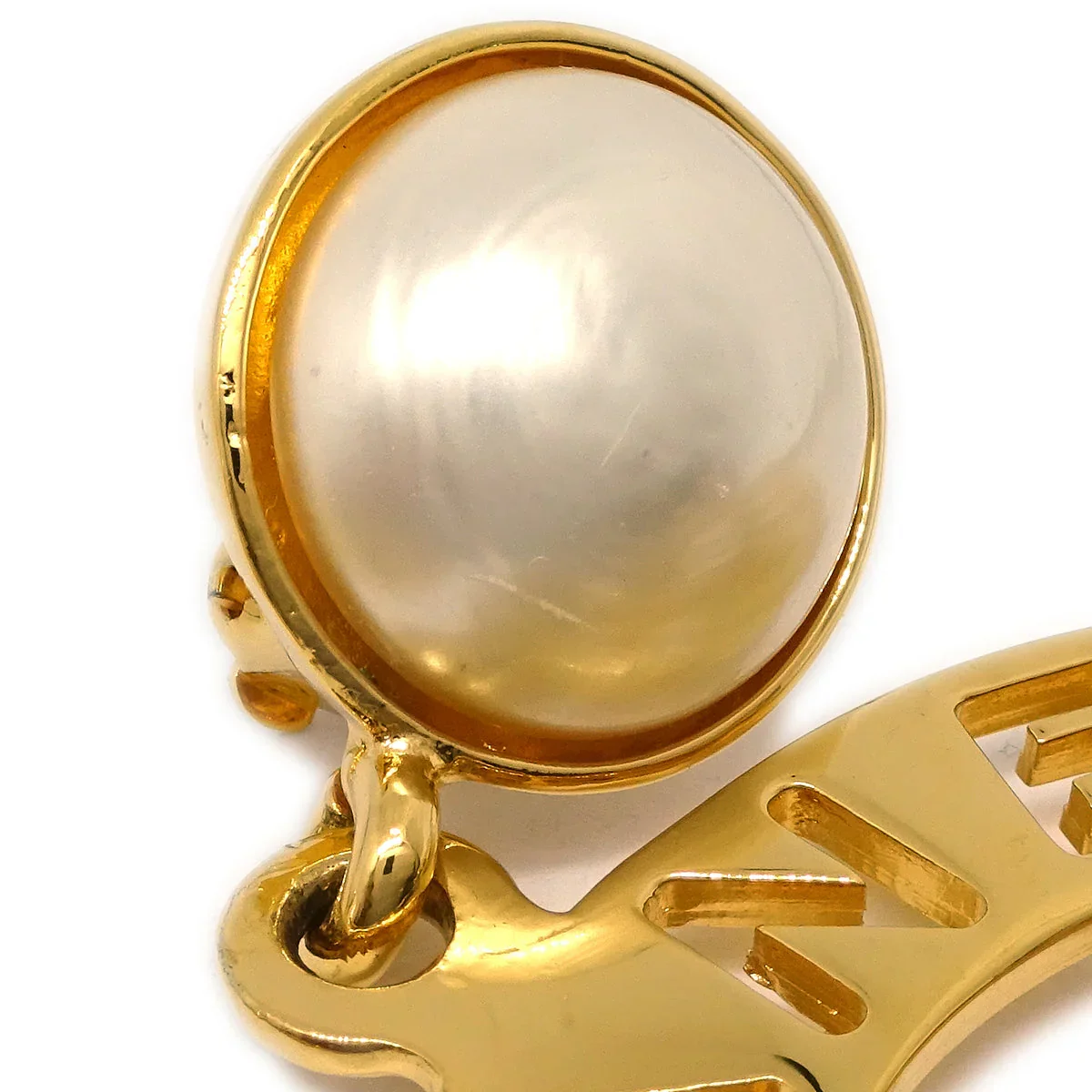 Chanel Hoop Gold Costume Pearl Clip-On Earrings - Image 4