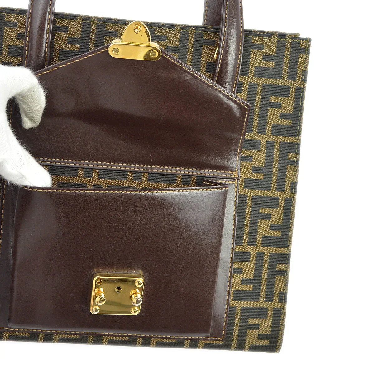 Fendi Brown Zucca 2way Tote Shoulder Handbag - Image 7