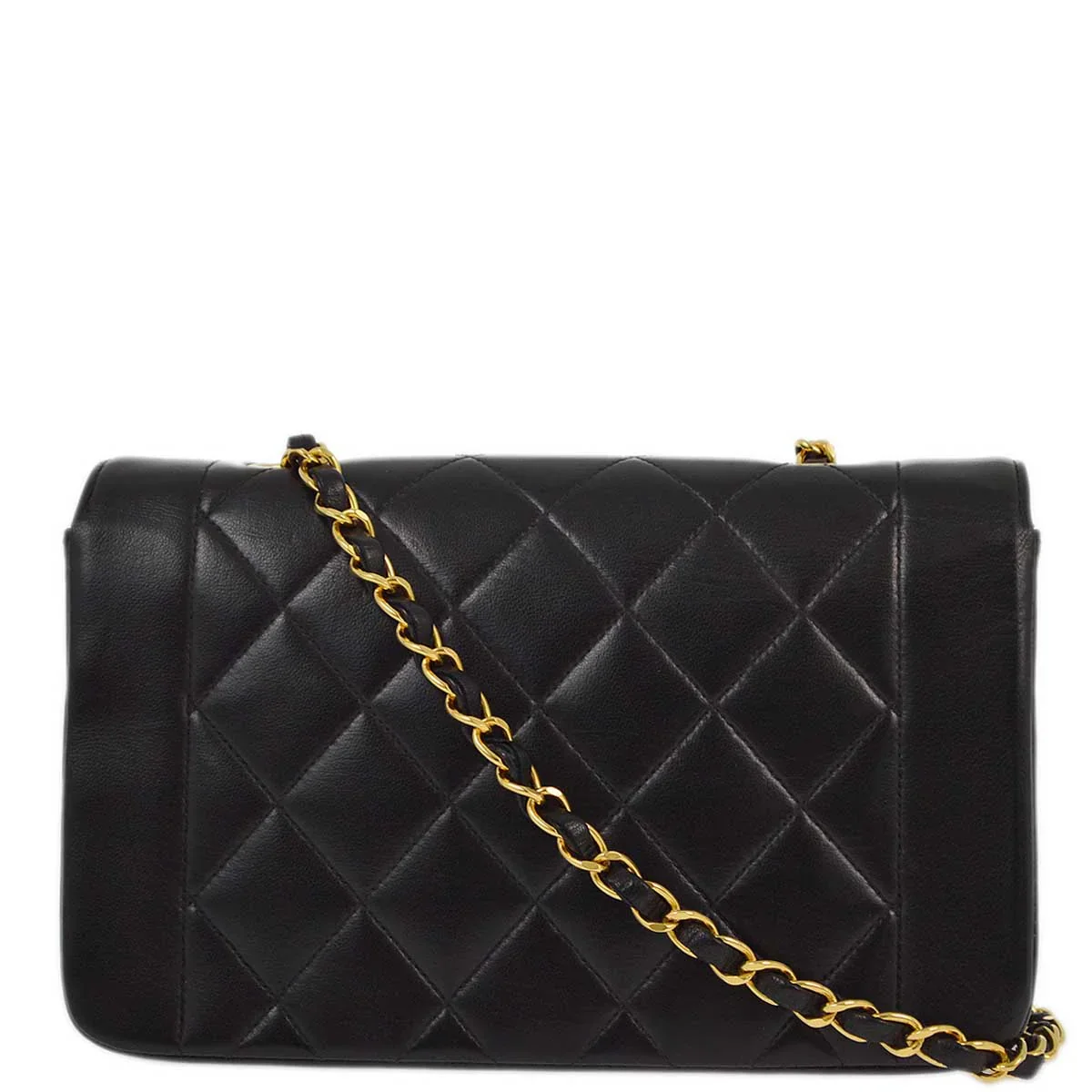 Chanel 1991-1994 Black Lambskin Small Diana Shoulder Bag - Image 2