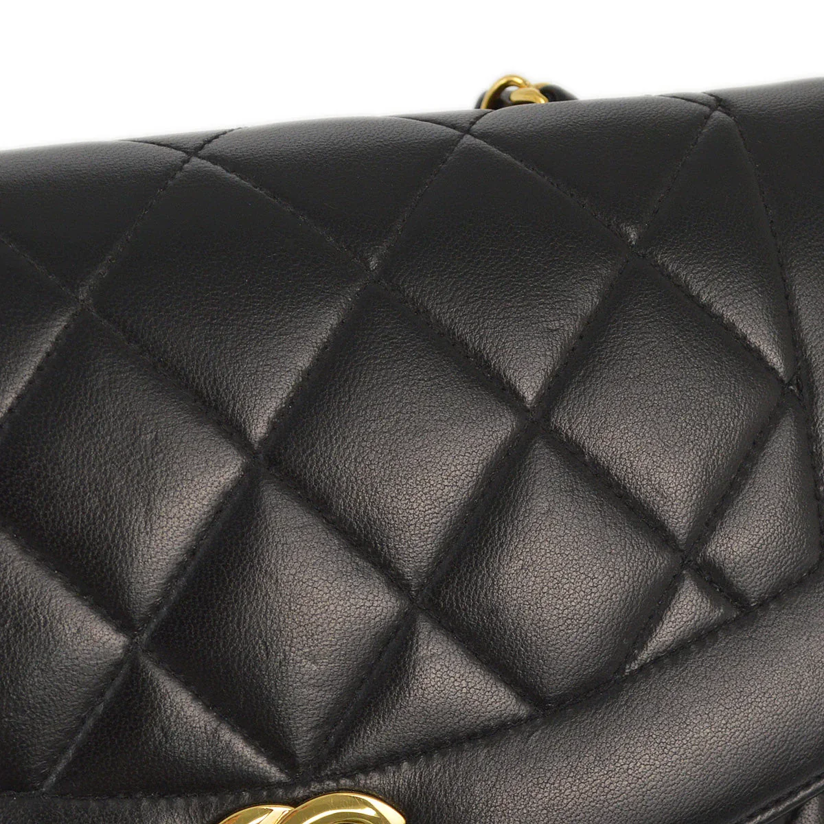 Chanel 1991-1994 Black Lambskin Small Diana Shoulder Bag - Image 6
